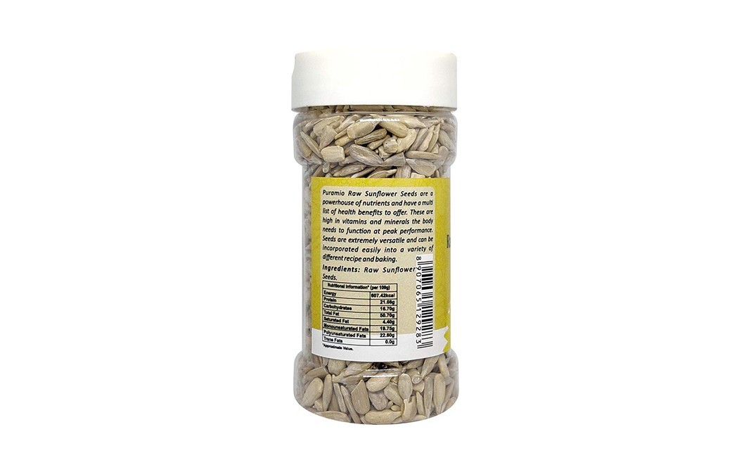 Puramio Raw Sunflower Seeds    Plastic Bottle  125 grams